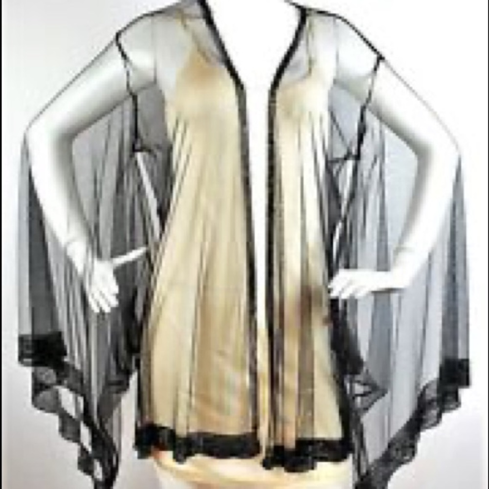 Agent Provocateur Black beaded tulle kimono robe